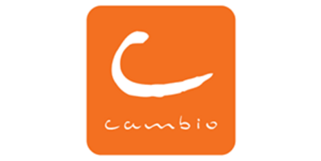 Cambio Logo auf orangenem Hintergrund