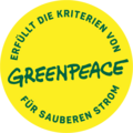 Logo: Erfüllt die Greenpeace-Stromkriterien